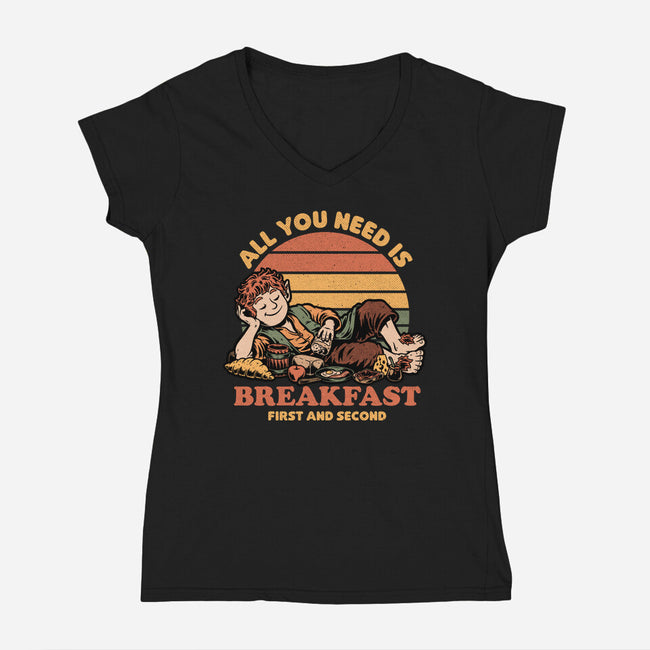 Breakfast Food Movie-Womens-V-Neck-Tee-Studio Mootant