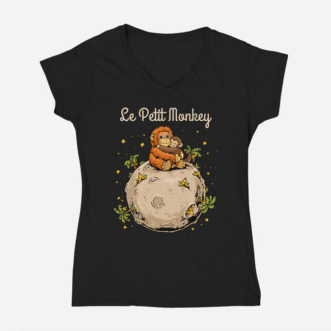 Le Petit Monkey-Womens-V-Neck-Tee-GoshWow
