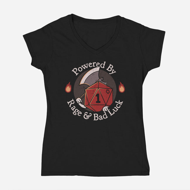 Rage And Bad Luck-Womens-V-Neck-Tee-rarpoint