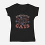 But Willing To Discuss Cats-Womens-V-Neck-Tee-tobefonseca