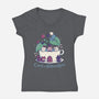 Alice Cats Tea-Womens-V-Neck-Tee-tobefonseca