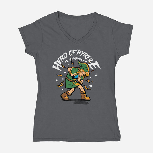 Hero Game Music Comic-Womens-V-Neck-Tee-Studio Mootant