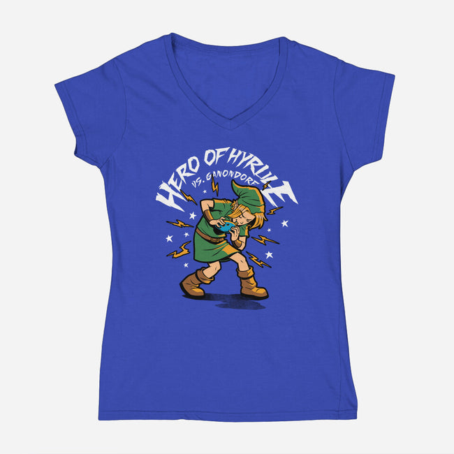 Hero Game Music Comic-Womens-V-Neck-Tee-Studio Mootant