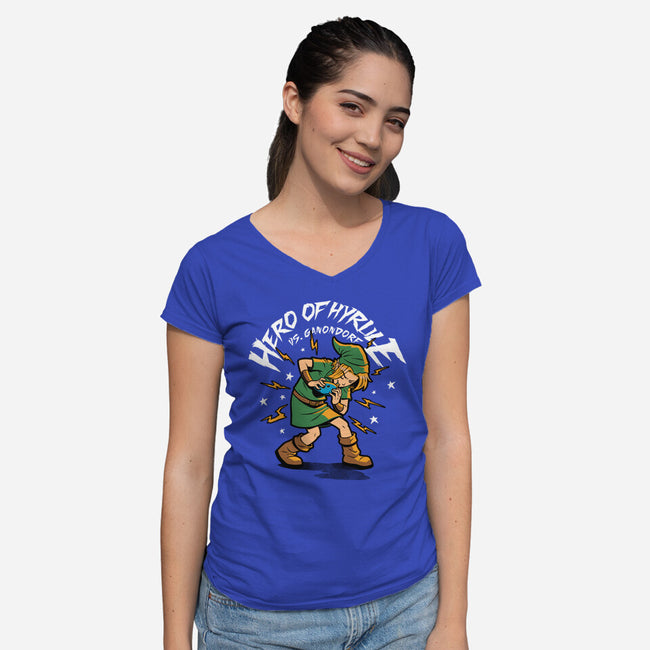 Hero Game Music Comic-Womens-V-Neck-Tee-Studio Mootant