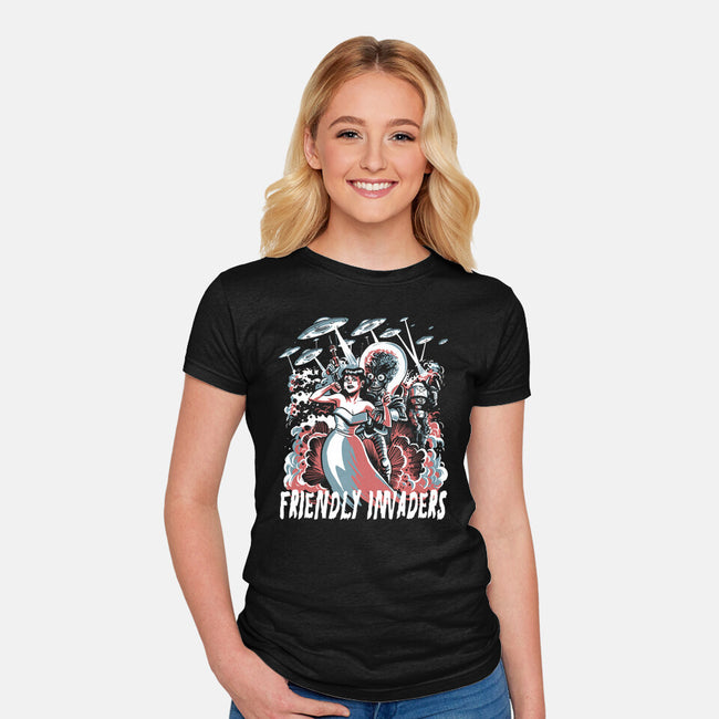 Friendly Invaders-Womens-Fitted-Tee-zascanauta