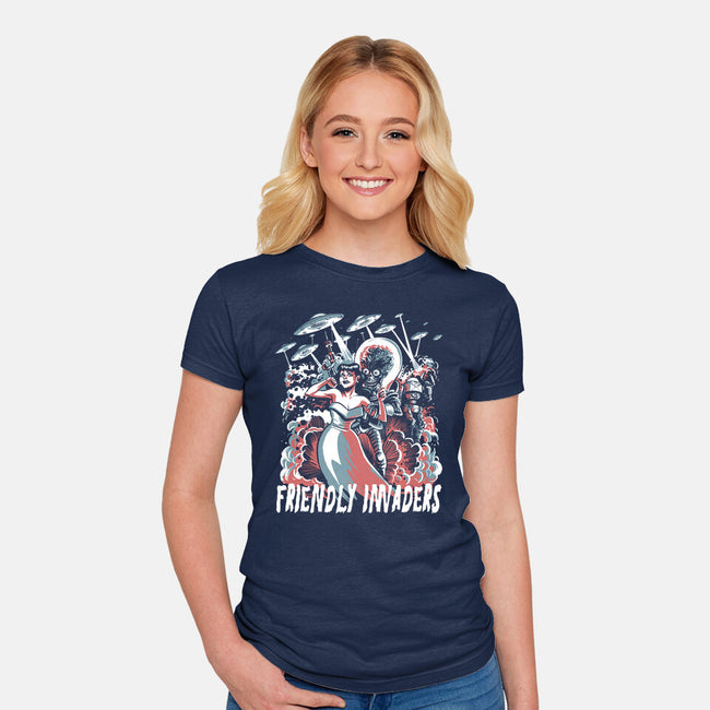 Friendly Invaders-Womens-Fitted-Tee-zascanauta