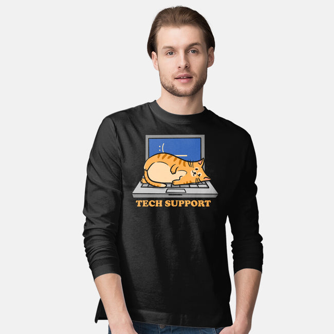 Tech Support Cat-Mens-Long Sleeved-Tee-sachpica