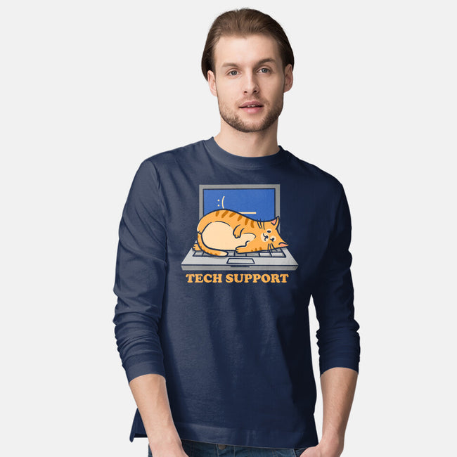 Tech Support Cat-Mens-Long Sleeved-Tee-sachpica