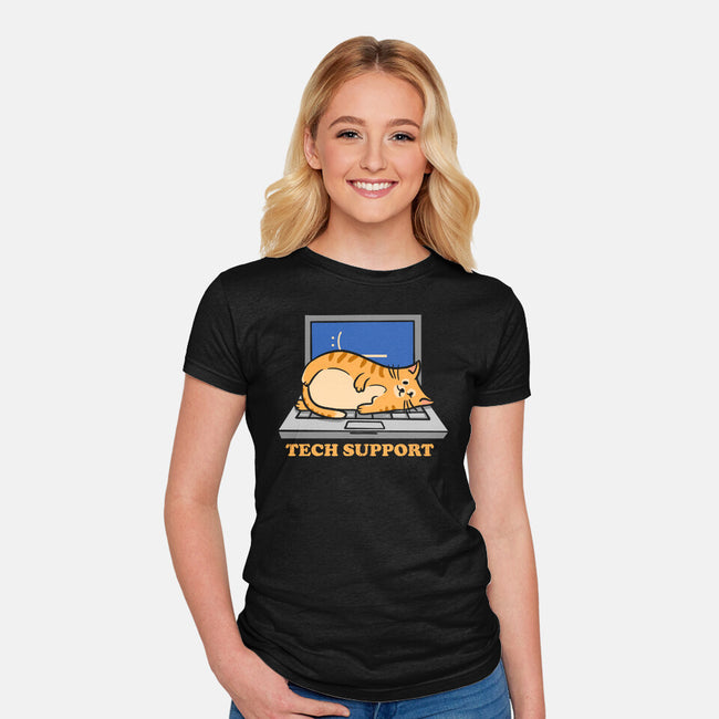 Tech Support Cat-Womens-Fitted-Tee-sachpica