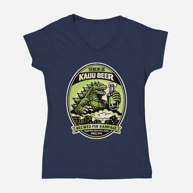 Giant Monster Beer-Womens-V-Neck-Tee-sachpica