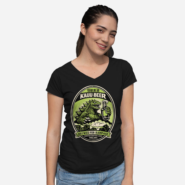 Giant Monster Beer-Womens-V-Neck-Tee-sachpica