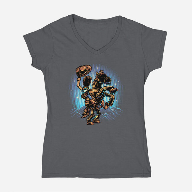 The Cowboy And His Noble Steed-Womens-V-Neck-Tee-glitchygorilla