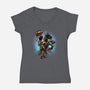 The Cowboy And His Noble Steed-Womens-V-Neck-Tee-glitchygorilla