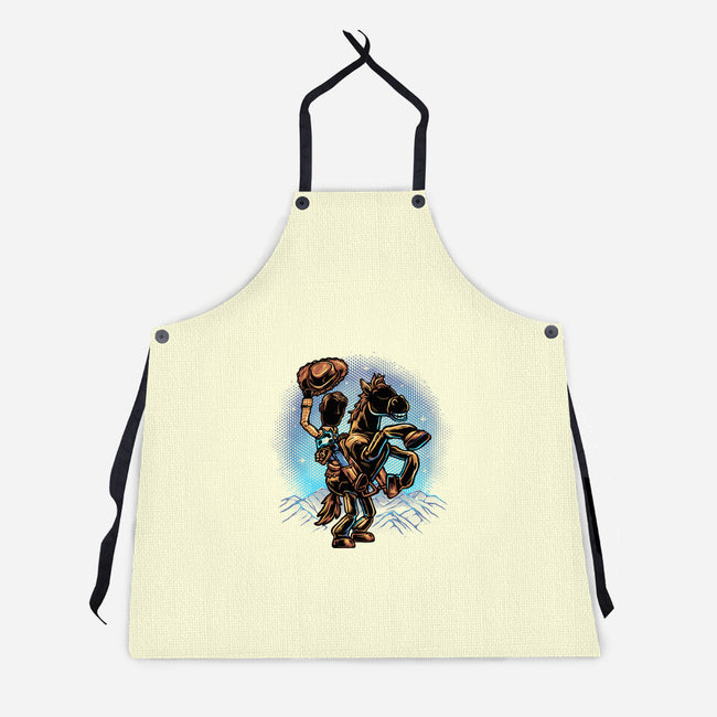 The Cowboy And His Noble Steed-Unisex-Kitchen-Apron-glitchygorilla