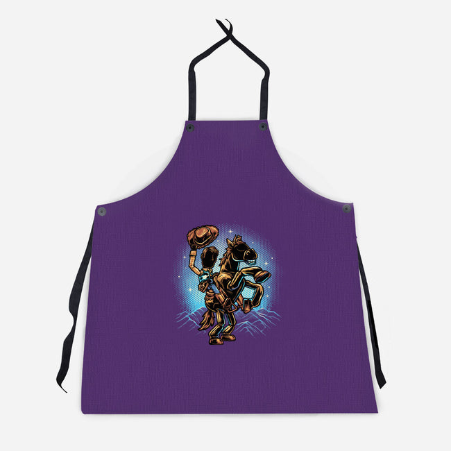 The Cowboy And His Noble Steed-Unisex-Kitchen-Apron-glitchygorilla