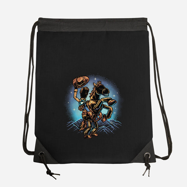 The Cowboy And His Noble Steed-None-Drawstring-Bag-glitchygorilla
