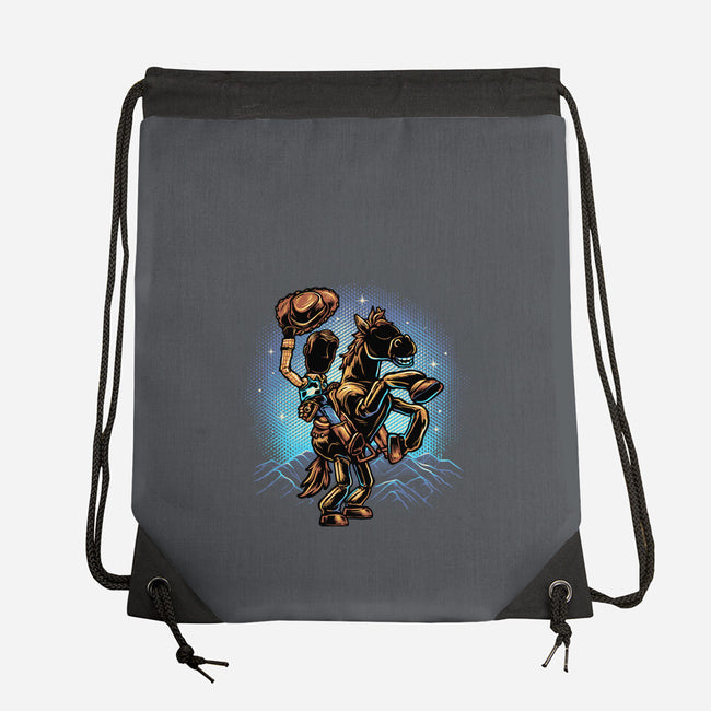 The Cowboy And His Noble Steed-None-Drawstring-Bag-glitchygorilla