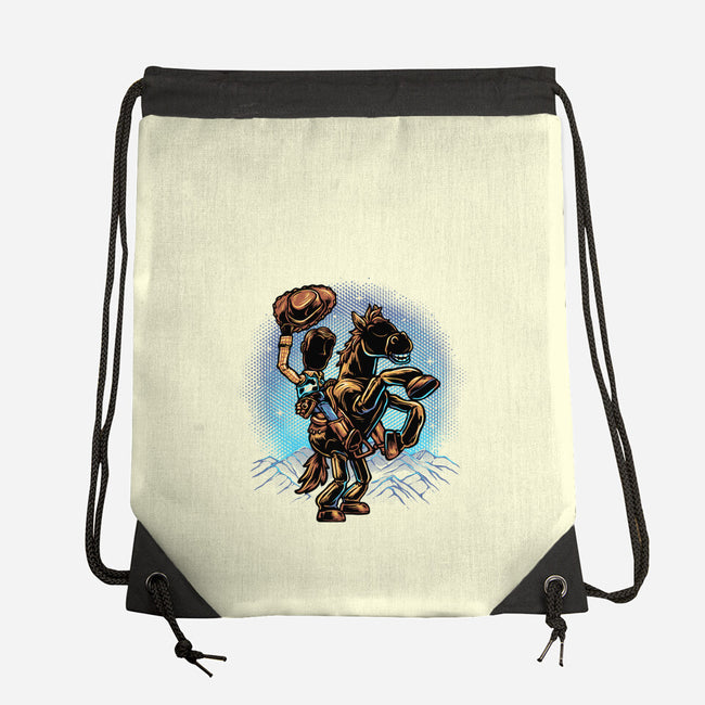 The Cowboy And His Noble Steed-None-Drawstring-Bag-glitchygorilla