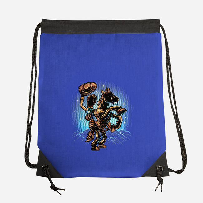 The Cowboy And His Noble Steed-None-Drawstring-Bag-glitchygorilla