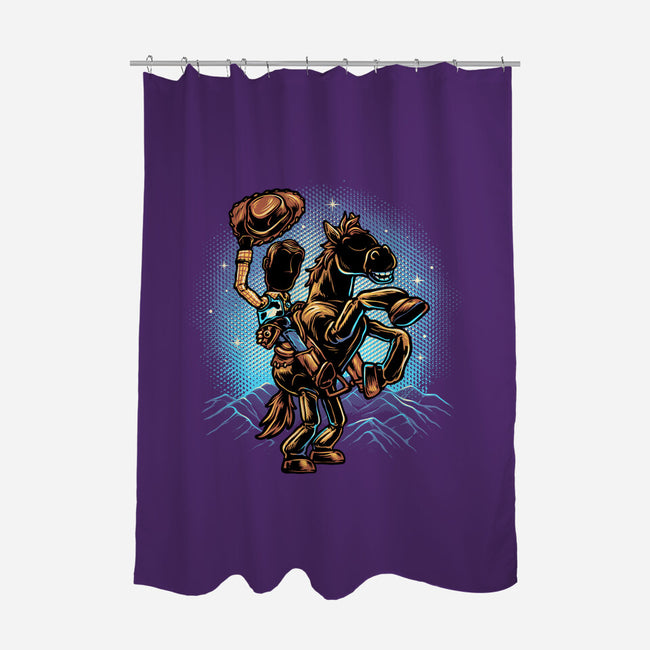 The Cowboy And His Noble Steed-None-Polyester-Shower Curtain-glitchygorilla
