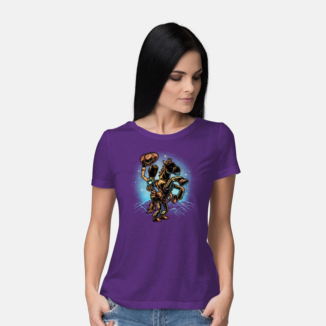 The Cowboy And His Noble Steed-Womens-Basic-Tee-glitchygorilla