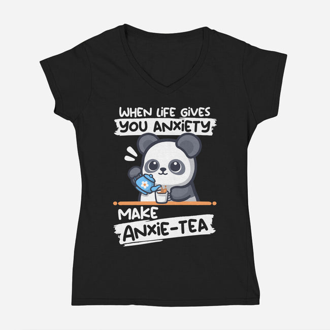 Anxie-tea Panda-Womens-V-Neck-Tee-NemiMakeit