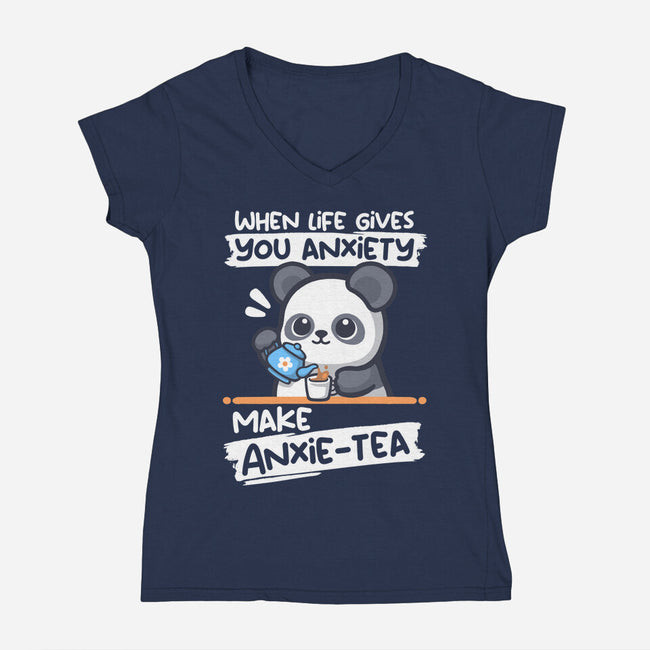 Anxie-tea Panda-Womens-V-Neck-Tee-NemiMakeit