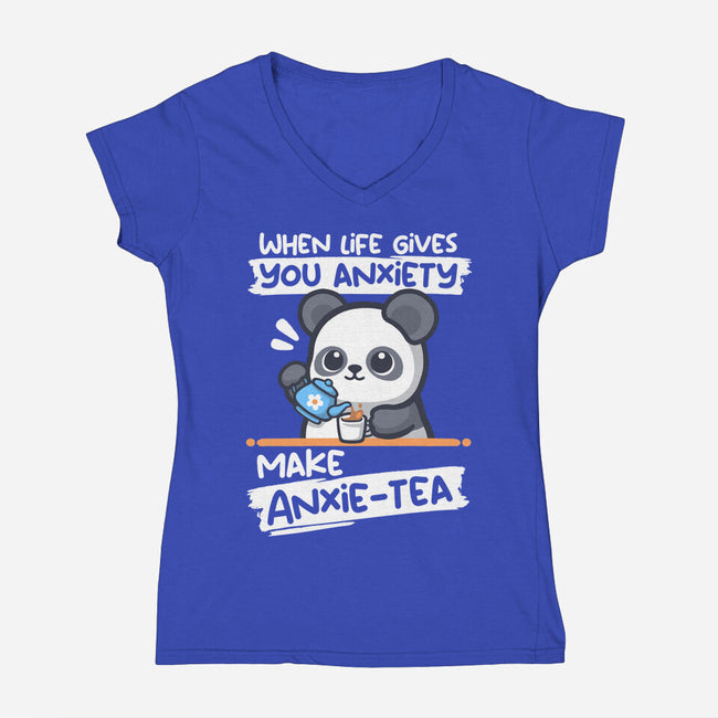 Anxie-tea Panda-Womens-V-Neck-Tee-NemiMakeit