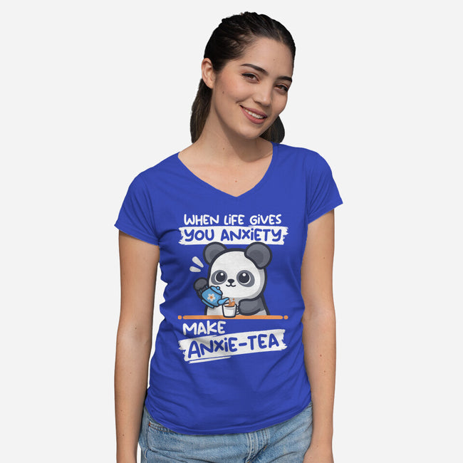 Anxie-tea Panda-Womens-V-Neck-Tee-NemiMakeit