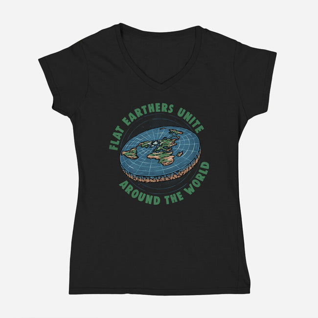 Flat Earthers Unite-Womens-V-Neck-Tee-glitchygorilla