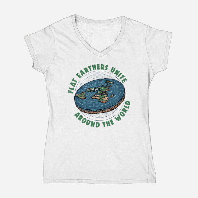 Flat Earthers Unite-Womens-V-Neck-Tee-glitchygorilla