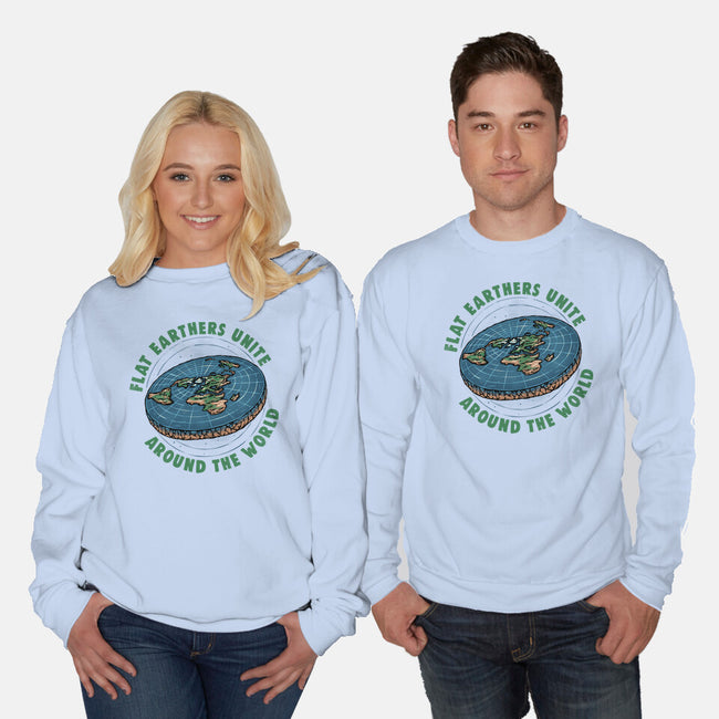 Flat Earthers Unite-Unisex-Crew Neck-Sweatshirt-glitchygorilla
