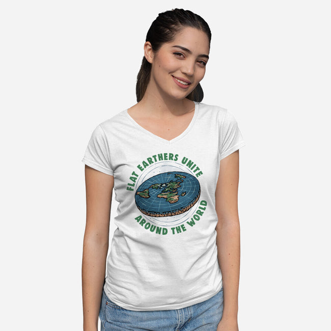 Flat Earthers Unite-Womens-V-Neck-Tee-glitchygorilla