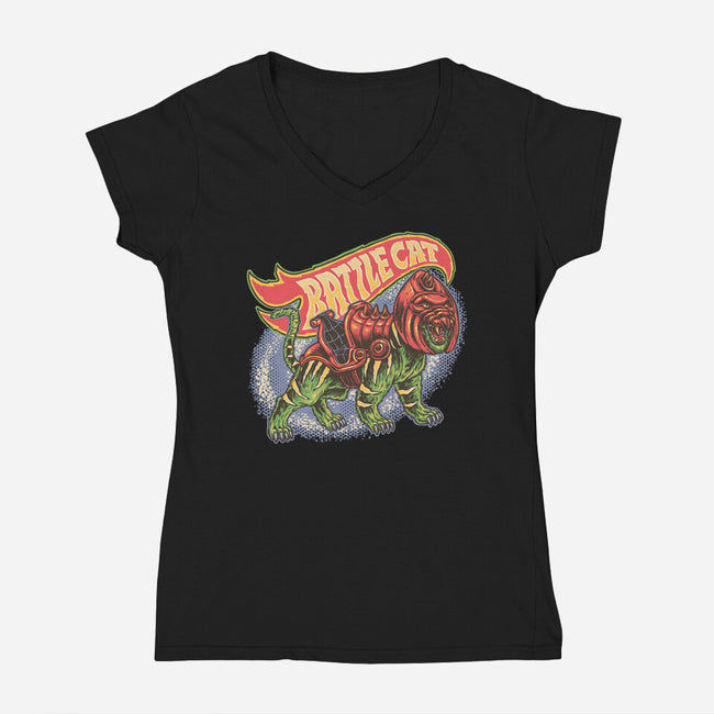 The Brave Battle Cat-Womens-V-Neck-Tee-glitchygorilla