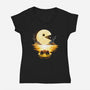 Gaming Moon-Womens-V-Neck-Tee-Vallina84