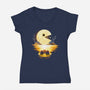 Gaming Moon-Womens-V-Neck-Tee-Vallina84
