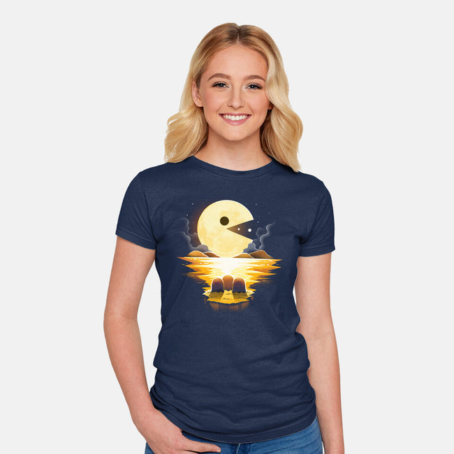 Gaming Moon-Womens-Fitted-Tee-Vallina84