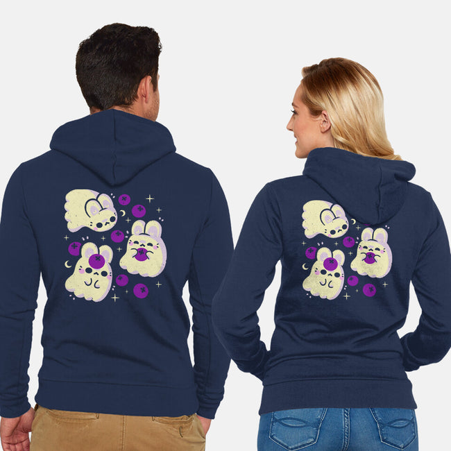 Cute Bunny Ghosts-Unisex-Zip-Up-Sweatshirt-xMorfina