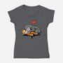 Monkey Hug-Womens-V-Neck-Tee-fanfabio