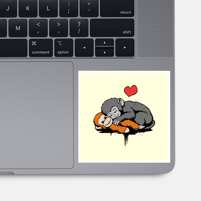 Monkey Hug-None-Glossy-Sticker-fanfabio