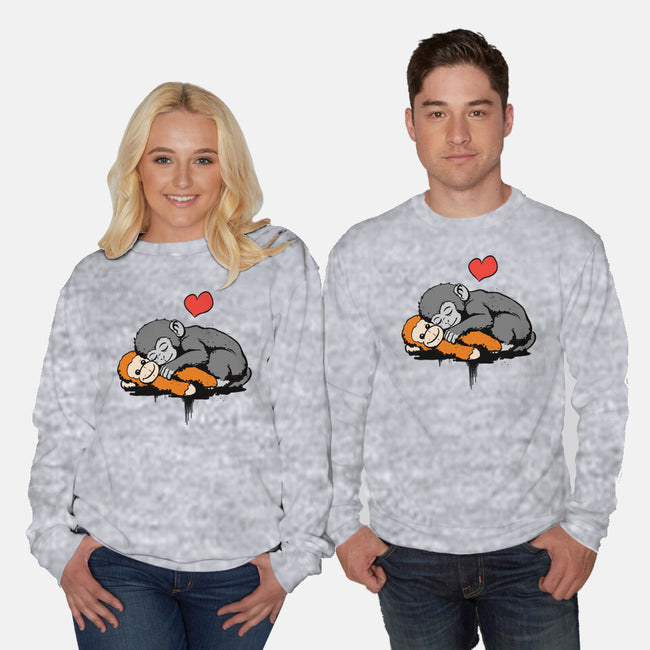 Monkey Hug-Unisex-Crew Neck-Sweatshirt-fanfabio