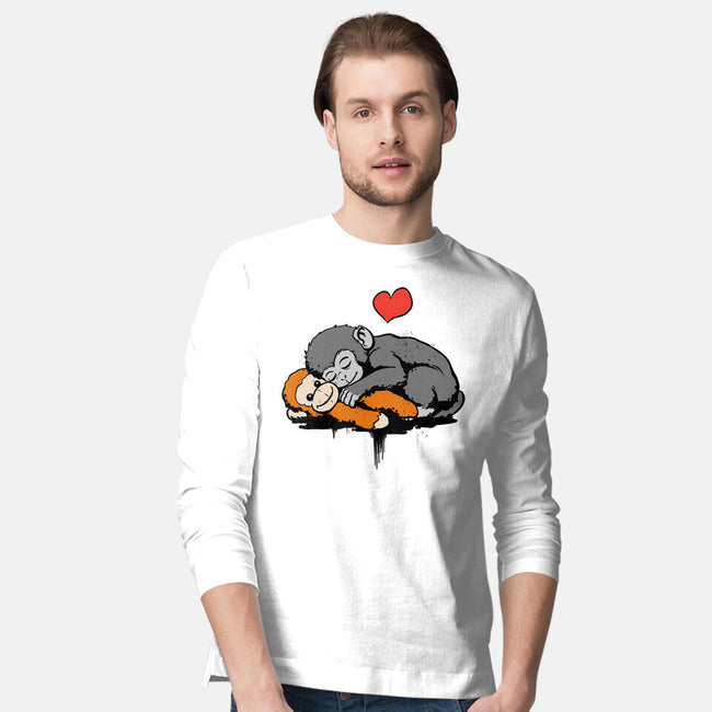 Monkey Hug-Mens-Long Sleeved-Tee-fanfabio
