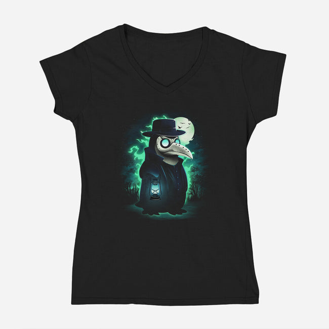 Antarctic Plague Doctor-Womens-V-Neck-Tee-dandingeroz