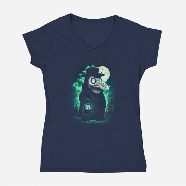Antarctic Plague Doctor-Womens-V-Neck-Tee-dandingeroz