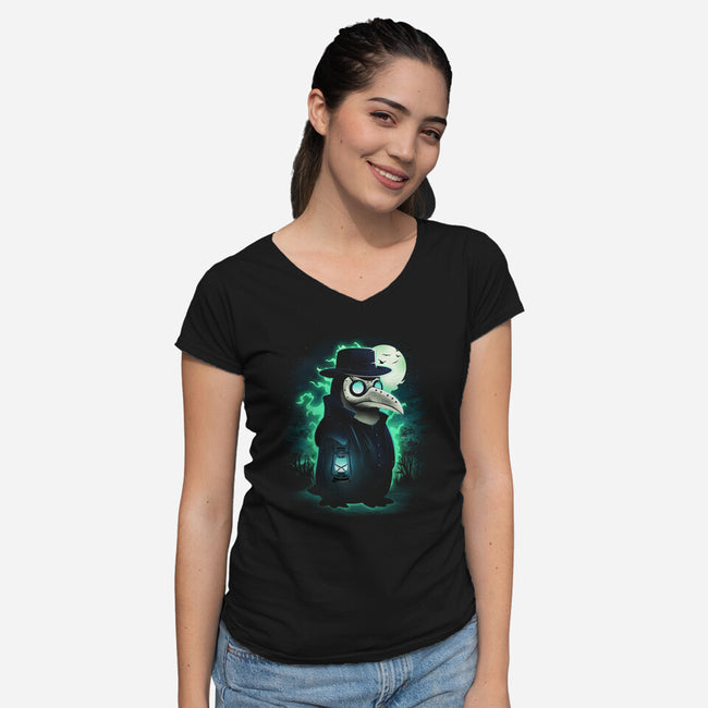 Antarctic Plague Doctor-Womens-V-Neck-Tee-dandingeroz