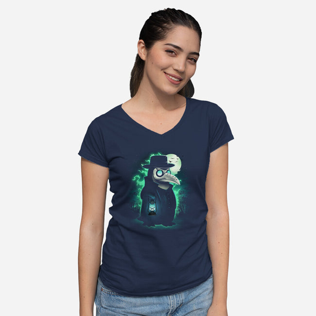 Antarctic Plague Doctor-Womens-V-Neck-Tee-dandingeroz