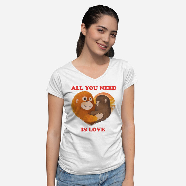 All You Need Is Luv-Womens-V-Neck-Tee-dandingeroz