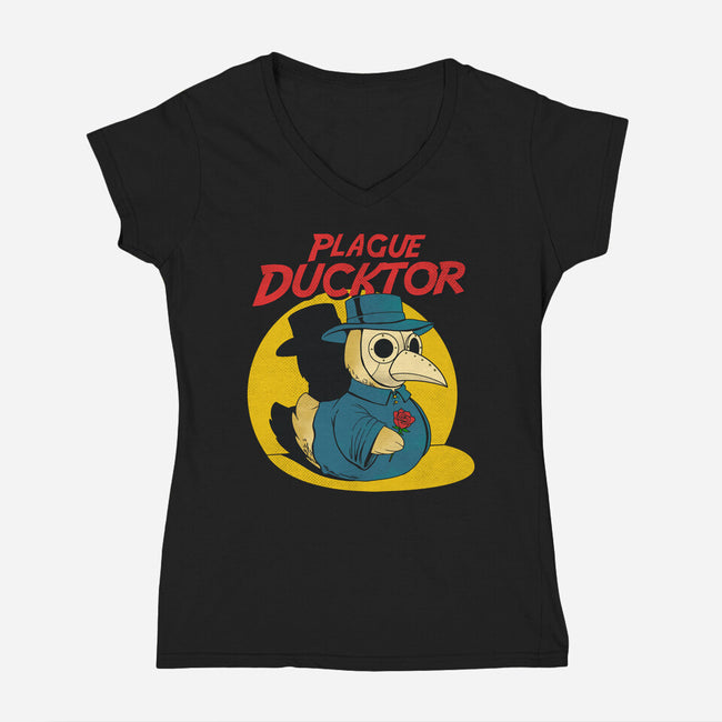The Plague Ducktor-Womens-V-Neck-Tee-dandingeroz