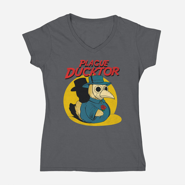 The Plague Ducktor-Womens-V-Neck-Tee-dandingeroz