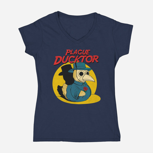 The Plague Ducktor-Womens-V-Neck-Tee-dandingeroz